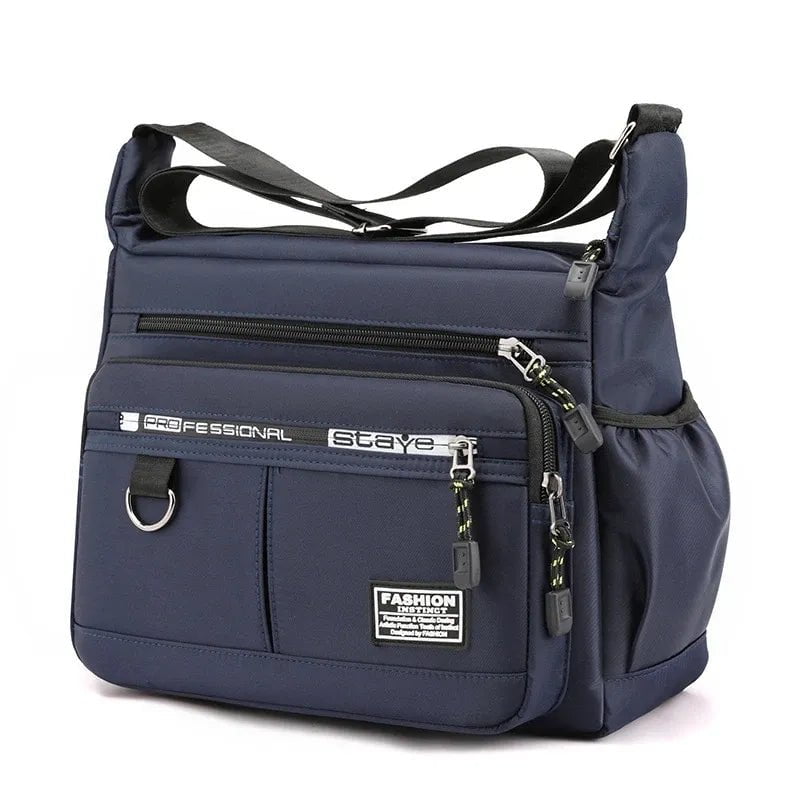 Storazone Navy 0719 Multi-layer Pocket Design Oxford Shoulder Bag Large Capacity Men's Casual Fashion Single Shoulder Crossbody Luxury Messenger Bag