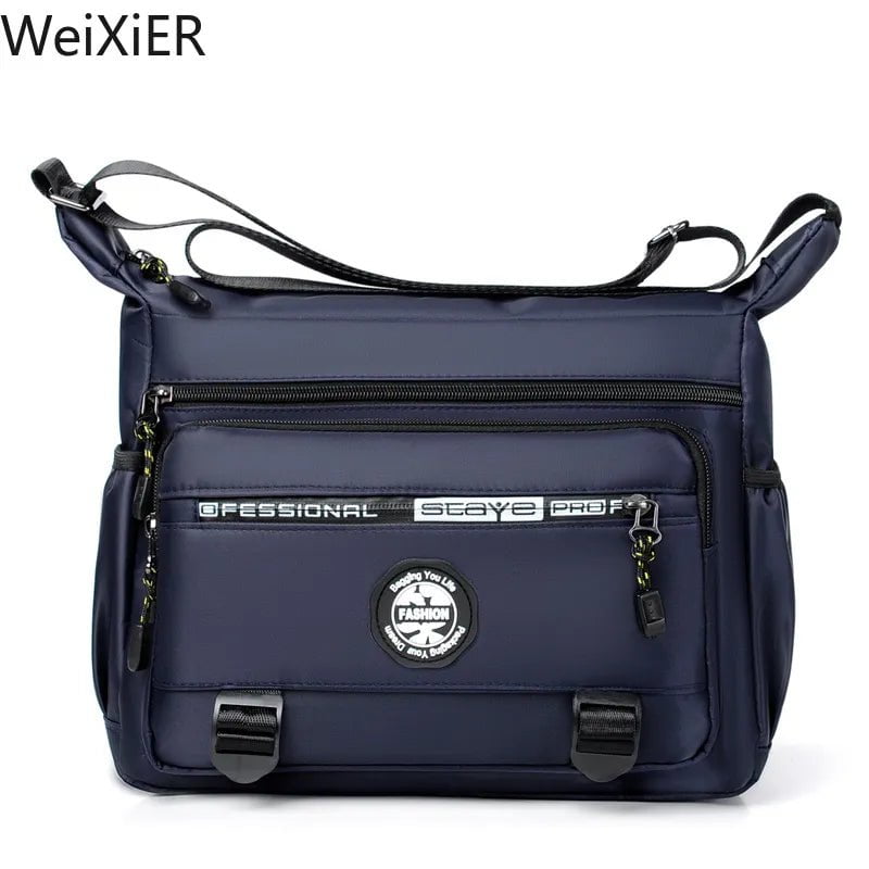 Storazone Navy 0720 Multi-layer Pocket Design Oxford Shoulder Bag Large Capacity Men's Casual Fashion Single Shoulder Crossbody Luxury Messenger Bag