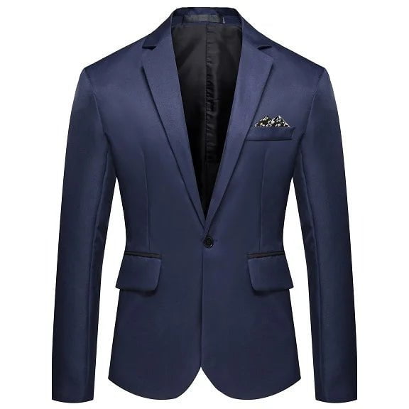 Storazone Navy / Asian size 5XL Men Slim Fit Office Blazer Jacket Fashion Solid Mens Suit Jacket Wedding Dress Coat Casual Business Male Suit Coat