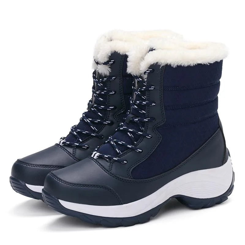 Storazone Navy Blue / 35 Winter Shoes Waterproof Boots Women Snow Boots Plush Warm Ankle Boots For Women Female Winter Shoes Booties Botas Mujer