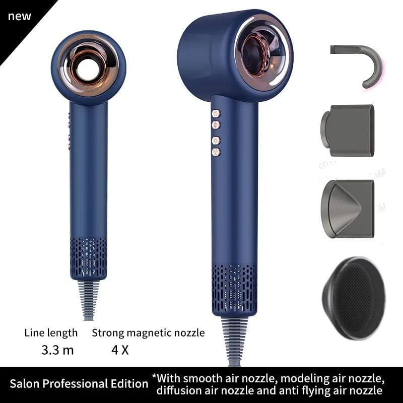 Storazone Navy Blue 4 Parts / EU Super Hair Dryer 220V Leafless Hair dryer Personal Hair Care Styling Negative Ion Tool Constant Anion Electric Hair Dryers