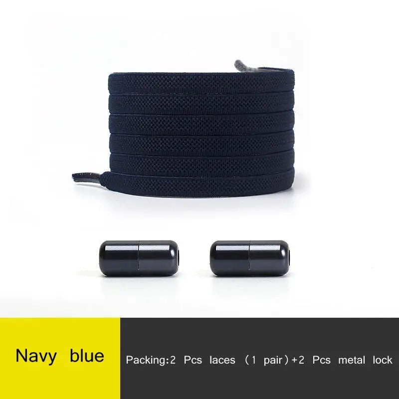Storazone Navy Blue / CHINA 1Pair Multicolor Lock Elastic Sneaker Laces For Kids Adults and Elderly No Tie Shoelaces Quick Elastic Athletic Running Shoelace