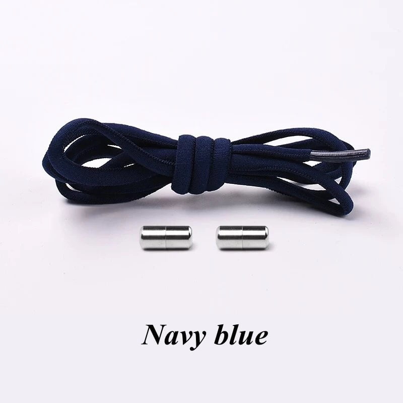 Storazone Navy blue / CHINA Semicircle No Tie Shoelaces Elastic Shoe laces Sneakers shoelace Metal Lock Lazy Laces for Kids and Adult One size fits all shoe