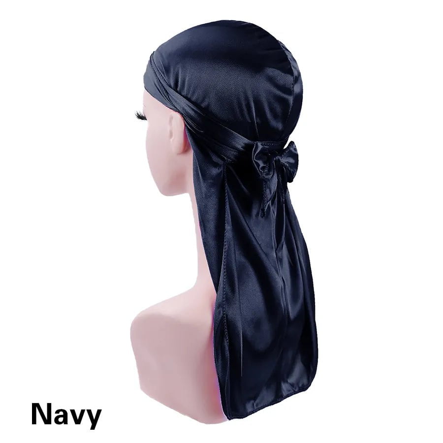 Storazone navy / CHINA Unisex Silky Durags Bandanas Turban Hat Wigs Doo Men Satin Durag Biker Headwear Headband Hair Accessories Extra Long Tail Du-Rag