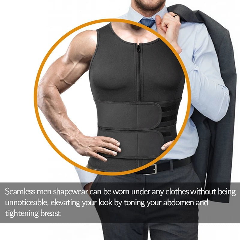 Storazone Neoprene Men's Shapers Sweat Vest for Men Waist Trainer Vest Adjustable Workout Body Shaper with Double Zipper for Sauna Suit