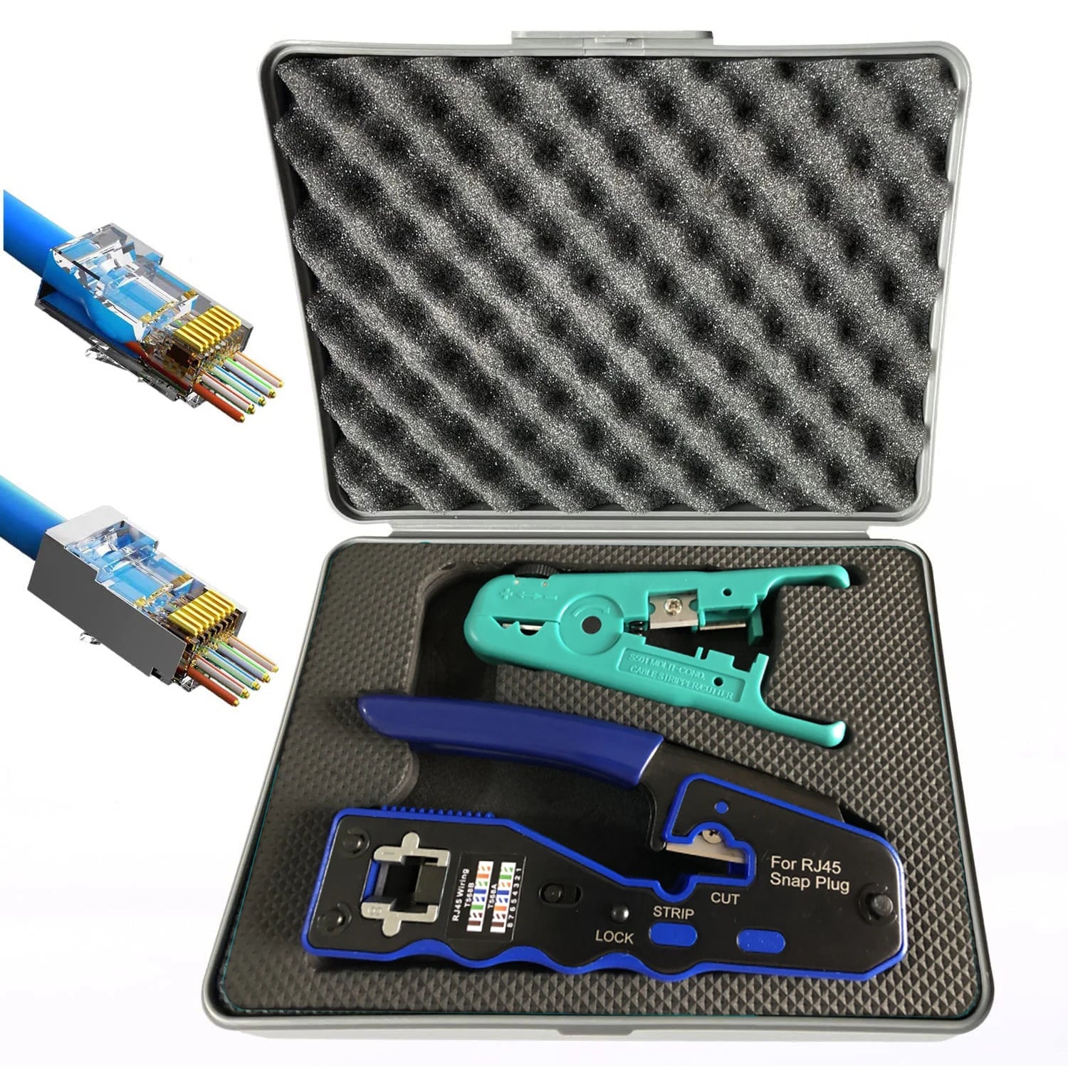 Storazone Netwrok Tool Kit / CHINA ZoeRax RJ45 Crimp Tool Pass Through Crimper Cutter for Cat6a Cat6 Cat5 Cat5e 8P8C Modular Connector Ethernet Crimp Tool