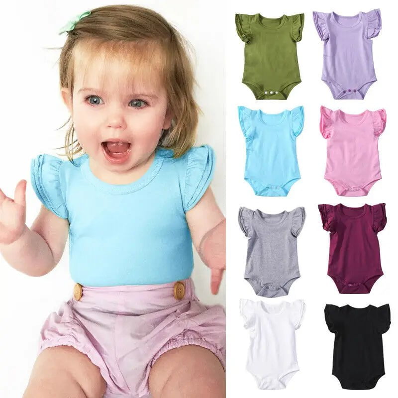 Storazone New 0-24M Baby Boys Clothes Girls Short Sleeve Romper Infant Outfits Kids Jumpsuit Newborn Ruffle Rompers