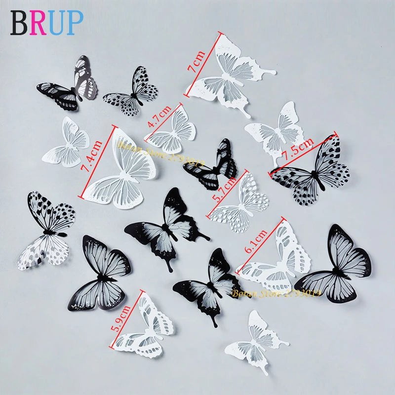 Storazone New 18pcs/lot Crystal Butterflies 3d Wall Sticker Beautiful Butterfly Living Room for Kids Room Wall Decals Home Decoration