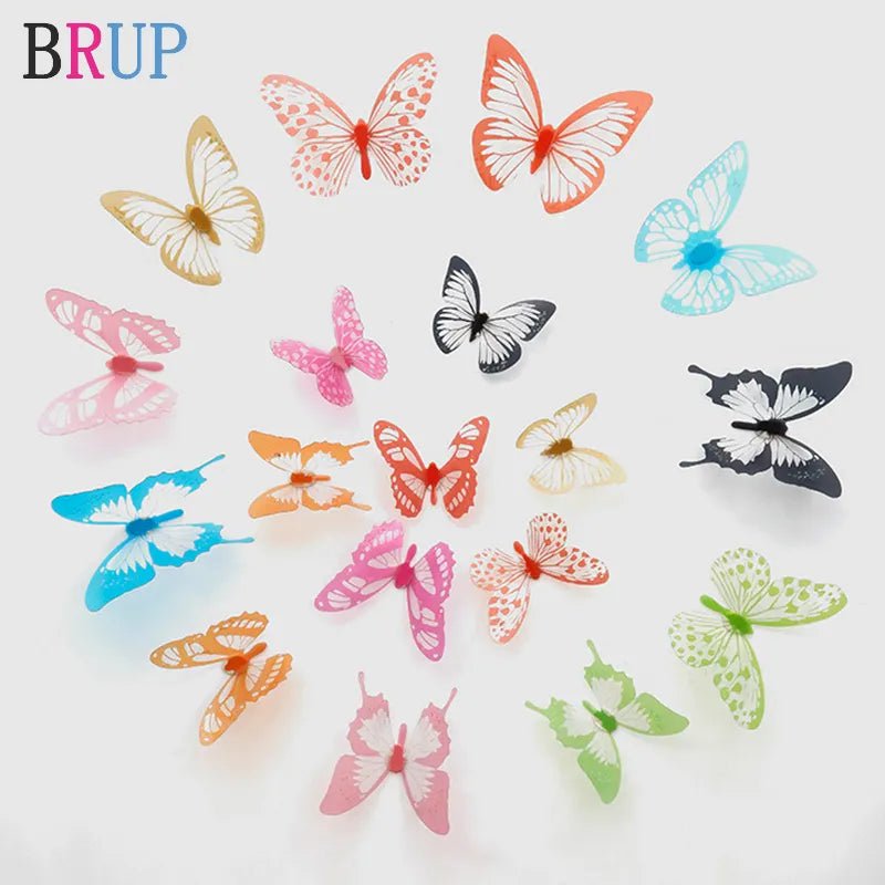 Storazone New 18pcs/lot Crystal Butterflies 3d Wall Sticker Beautiful Butterfly Living Room for Kids Room Wall Decals Home Decoration