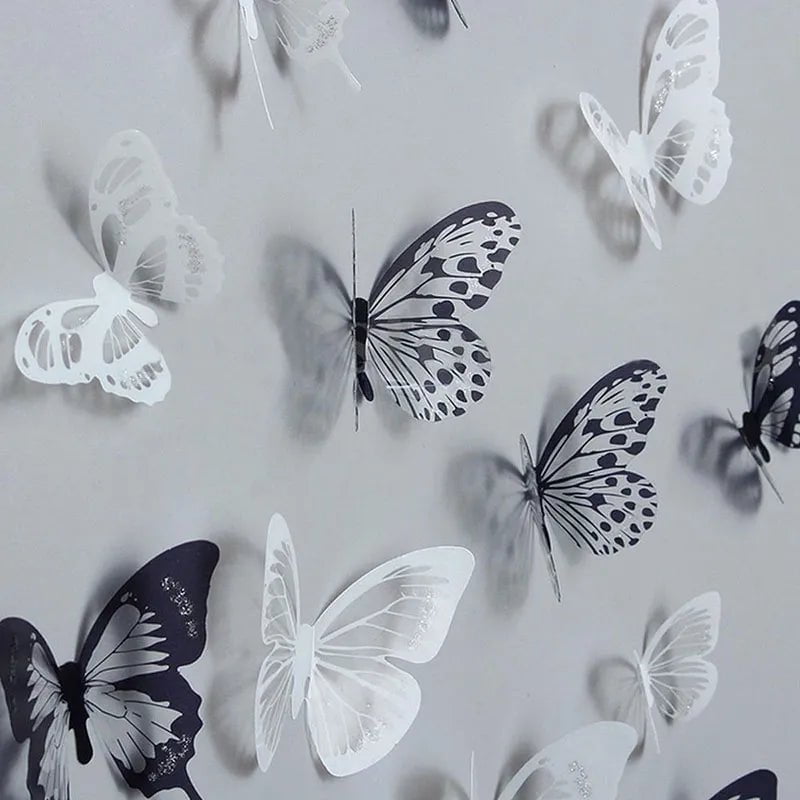 Storazone New 18pcs/lot Crystal Butterflies 3d Wall Sticker Beautiful Butterfly Living Room for Kids Room Wall Decals Home Decoration