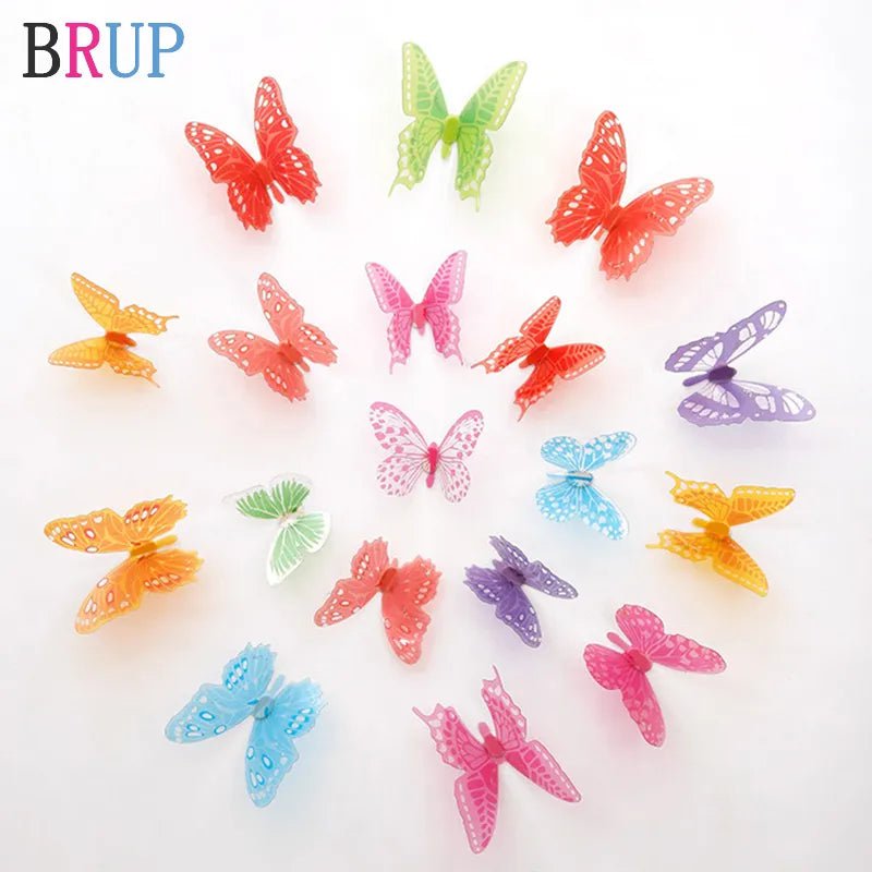 Storazone New 18pcs/lot Crystal Butterflies 3d Wall Sticker Beautiful Butterfly Living Room for Kids Room Wall Decals Home Decoration