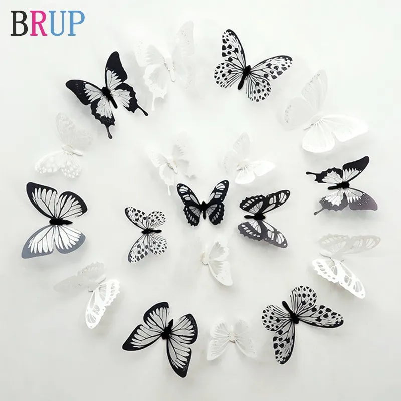 Storazone New 18pcs/lot Crystal Butterflies 3d Wall Sticker Beautiful Butterfly Living Room for Kids Room Wall Decals Home Decoration