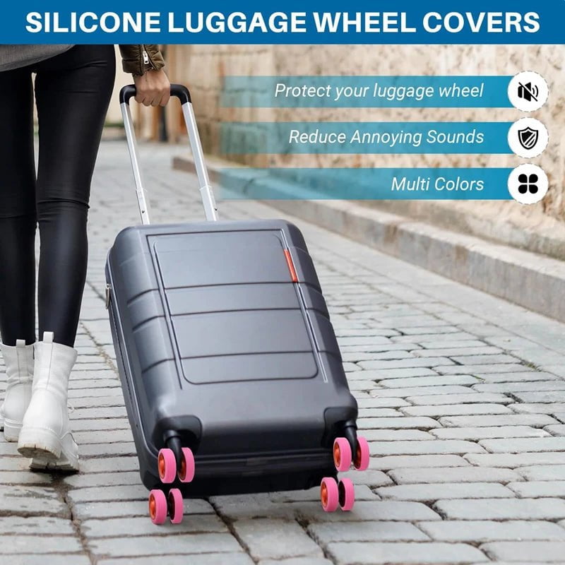 Storazone New 8/4PCS Luggage Wheels Protector Silicone Wheels Caster Shoes Travel Luggage Suitcase Reduce Noise Wheels Cover Accessories