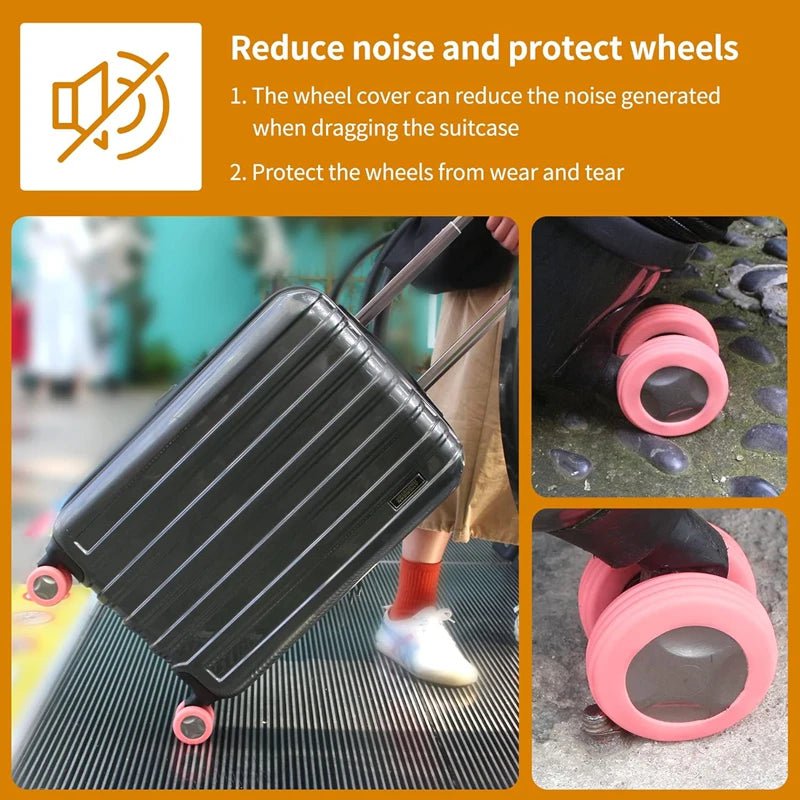 Storazone New 8/4PCS Luggage Wheels Protector Silicone Wheels Caster Shoes Travel Luggage Suitcase Reduce Noise Wheels Cover Accessories