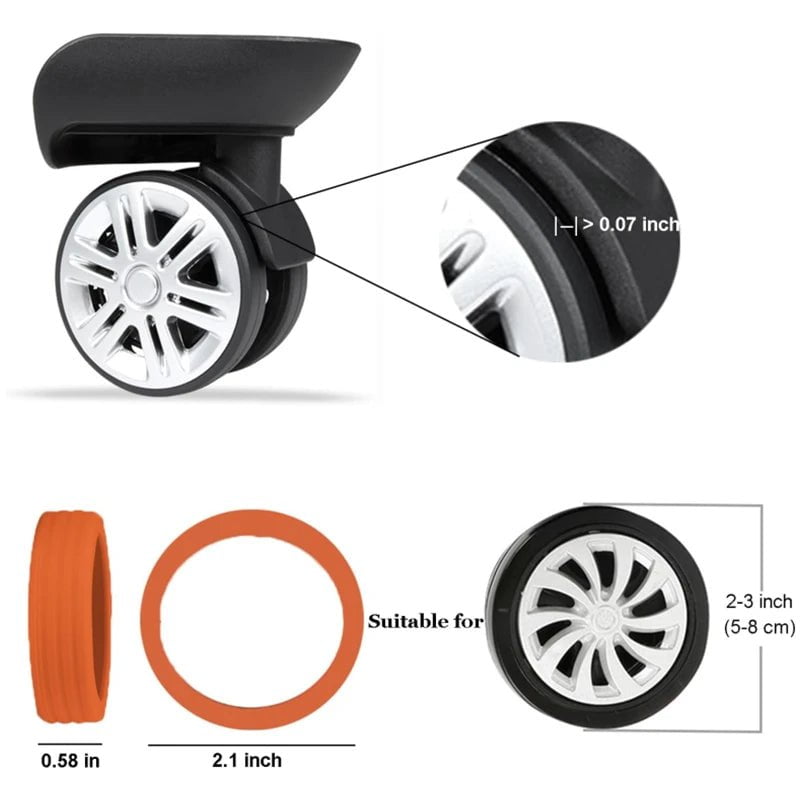 Storazone New 8/4PCS Luggage Wheels Protector Silicone Wheels Caster Shoes Travel Luggage Suitcase Reduce Noise Wheels Cover Accessories