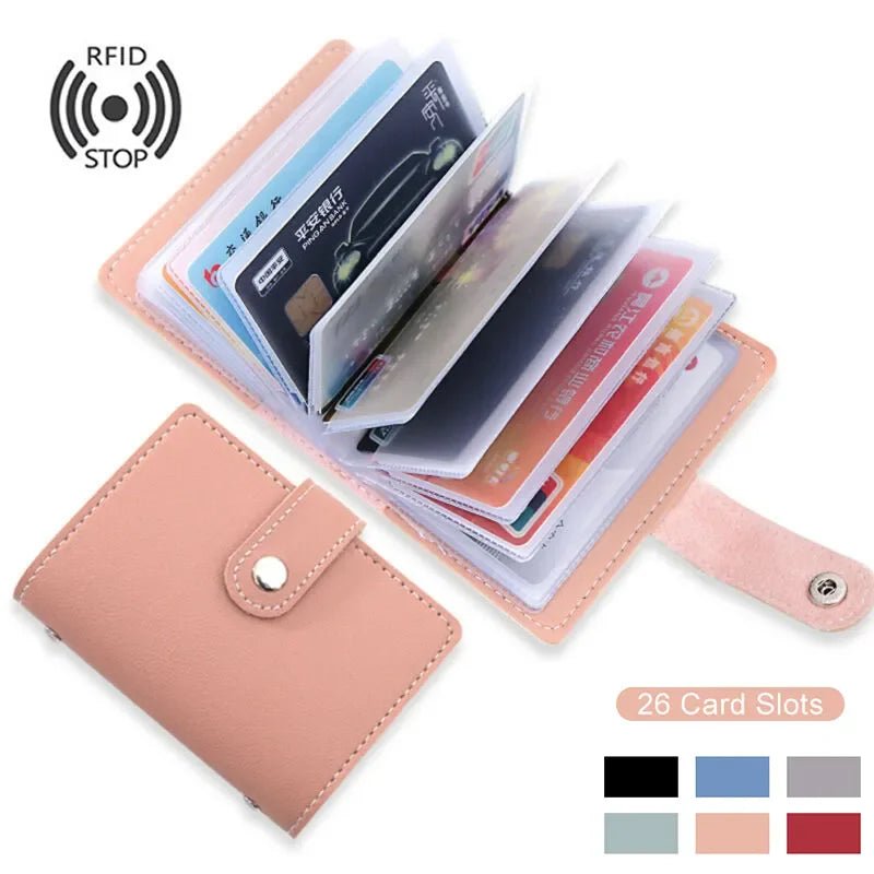 Storazone New Anti-theft ID Credit Card Holder Fashion Women's 26 Cards Slim PU Leather Pocket Case Purse Wallet bag  for Women Men Female