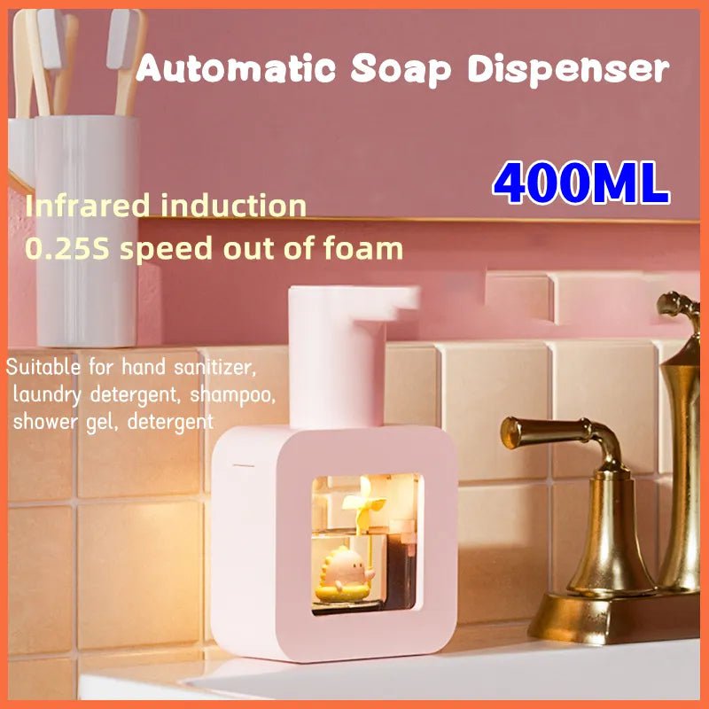 Storazone New Automatic Soap Dispenser Cute Pet Contact Free Hand Sanitizer USB Charging 400ml Liquid Dispensers Wash Handtizer Personal