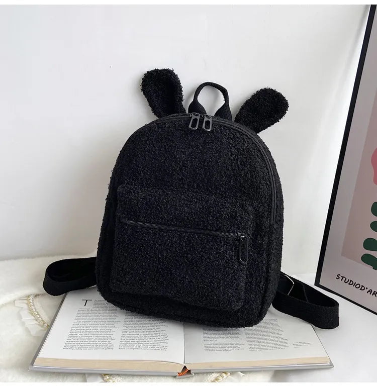 Storazone New Black / Custom Your Text Customized Embroidery Bear Backpack Embroidered Portable Children Travel Shopping Rucksack Women's Cute Bear Shoulder Backpack