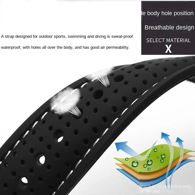 Storazone New Breathable Silicone Sports watchBand 18mm 20mm 22mm 24mm For any watch rubber Wrist strap Soft waterproof men's Accessories