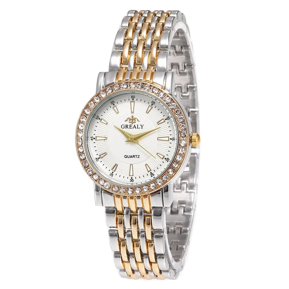 Storazone New Casual Watches Women Luxury Fashion Lovers Watch Rhinestone Stainless steel Quartz Watch Men Women Gift Business Wristwatch