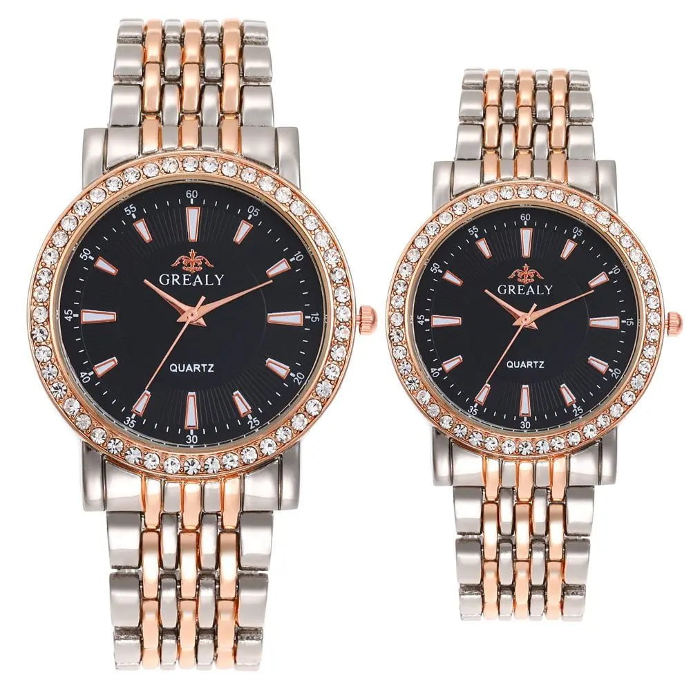 Storazone New Casual Watches Women Luxury Fashion Lovers Watch Rhinestone Stainless steel Quartz Watch Men Women Gift Business Wristwatch