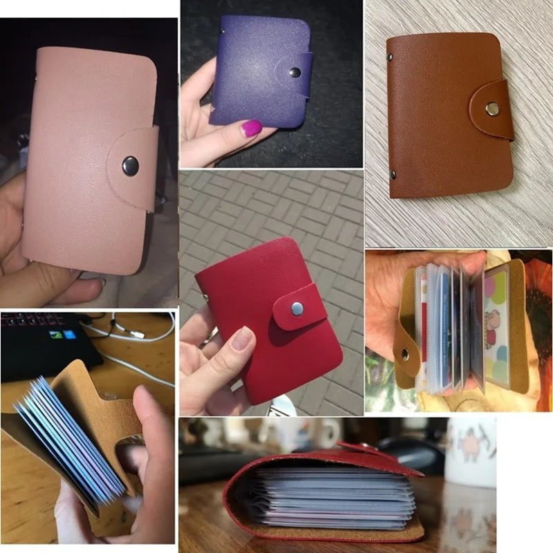 Storazone New Leather Function 24 Bits Card Case Business Card Holder Men Women Credit Passport Card Bag ID Passport Card Wallet 8 Colors