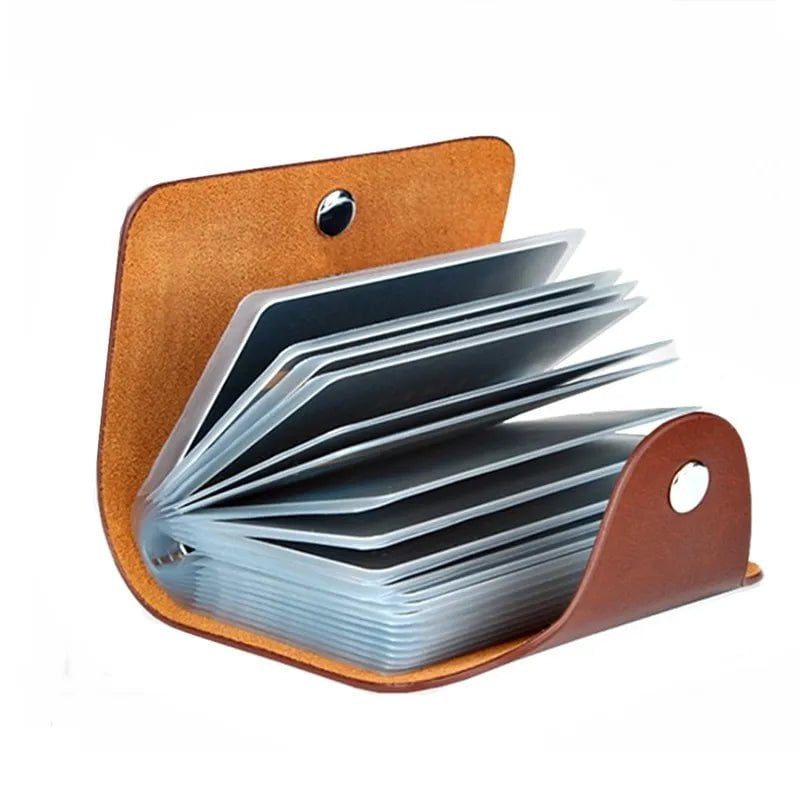 Storazone New Leather Function 24 Bits Card Case Business Card Holder Men Women Credit Passport Card Bag ID Passport Card Wallet 8 Colors