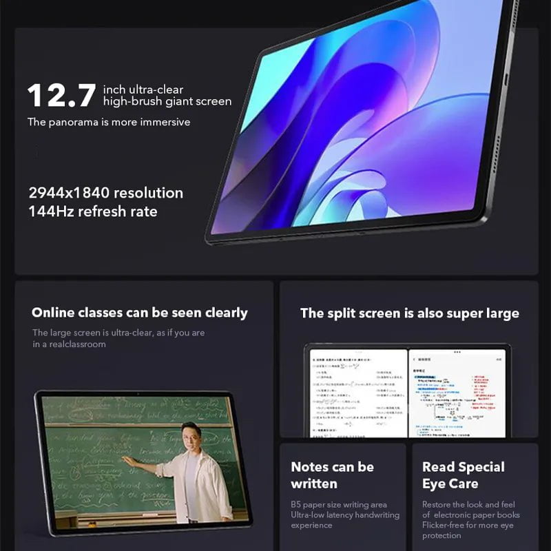 Storazone New Lenovo Xiaoxin Pad Pro Snapdragon 870 12.7" LCD  Android 13 Tablet Screen 144Hz 8GB 128GB/256GB 10200mAh Battery Android 13