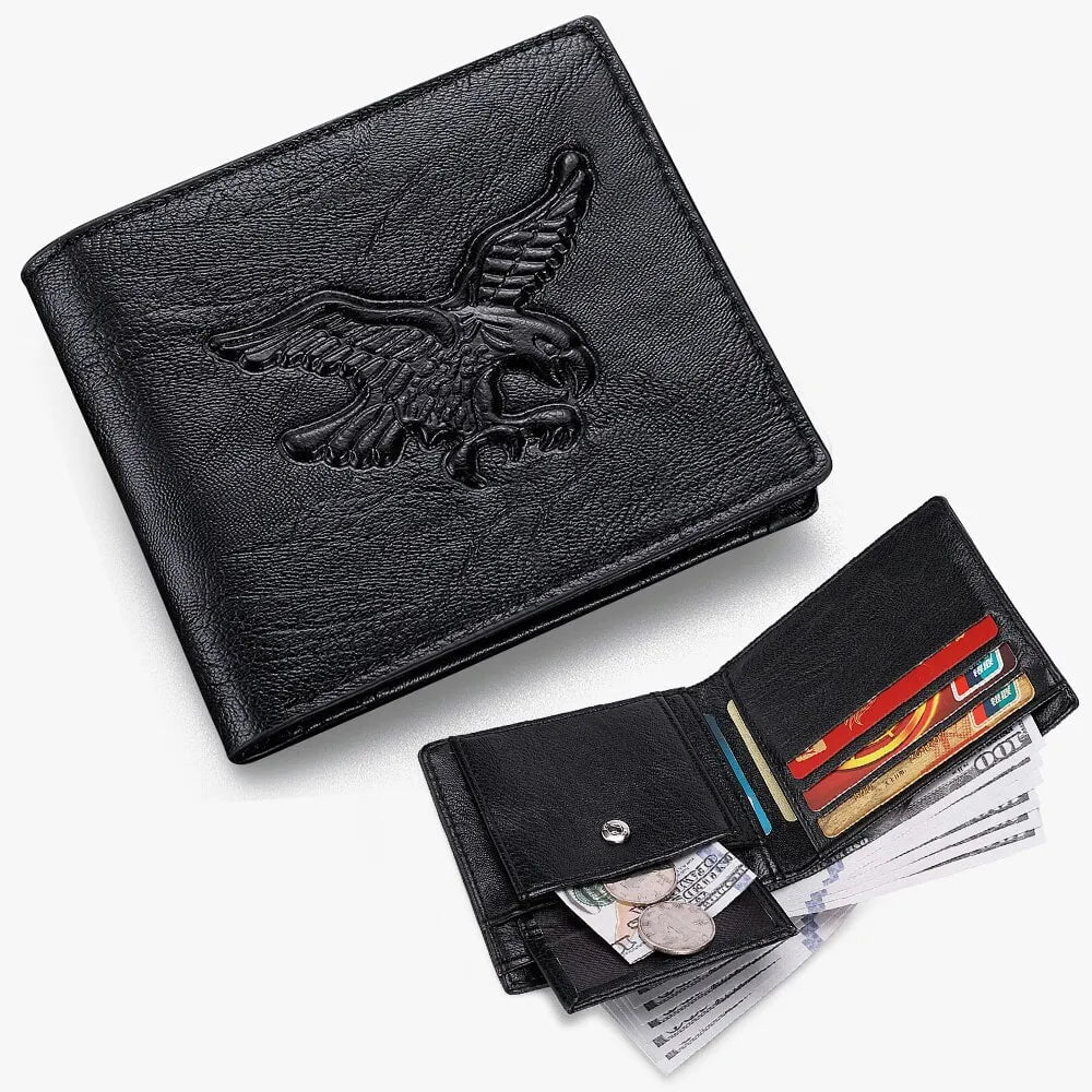 Storazone New Men Short Wallet 3D Eagle Relief Pattern Casual Credit Card Coin Wallet