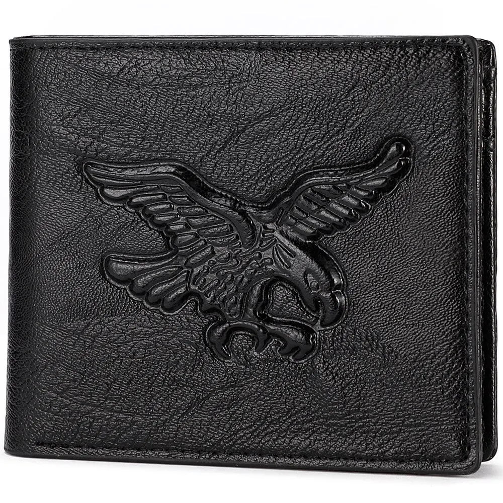 Storazone New Men Short Wallet 3D Eagle Relief Pattern Casual Credit Card Coin Wallet