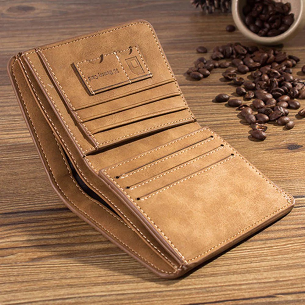 Storazone New Men Wallets Credit Card/ID Holder Vintage Brand Male Wallet High Quality PU Leather Photo Holder Foldable Short Men Purse