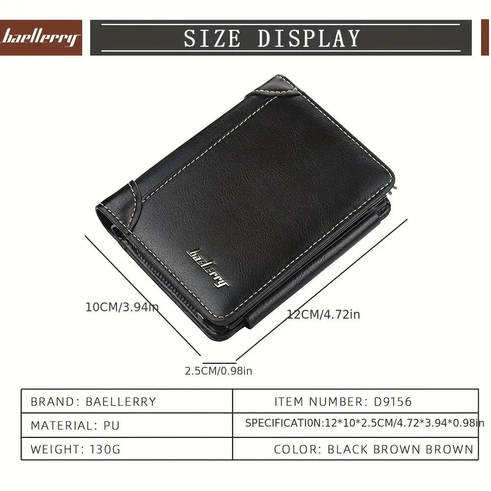 Storazone New PU Leather Men Wallets High Quality Zipper Short Desigh Card Holder Male Purse Vintage Coin Holder Men Wallets
