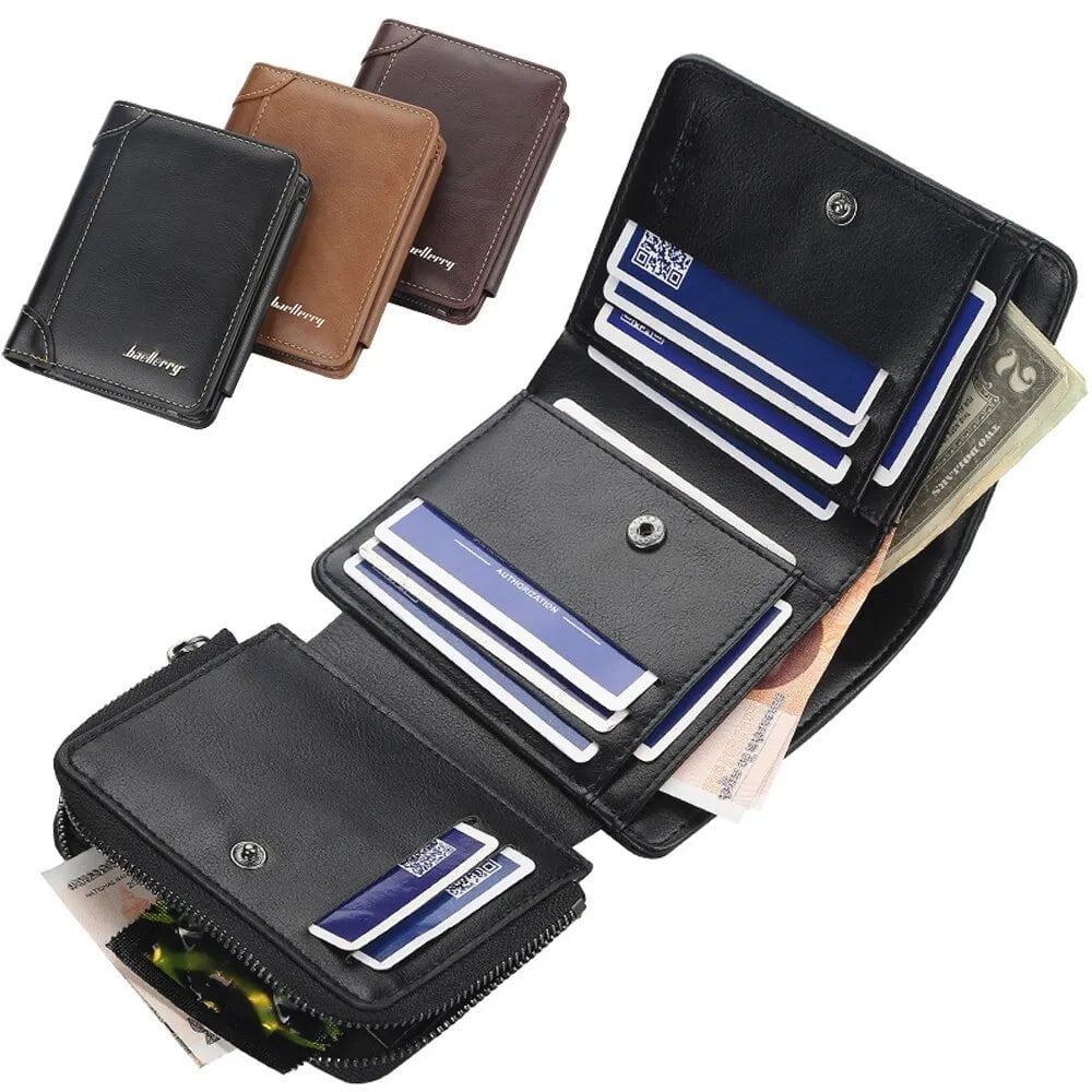 Storazone New PU Leather Men Wallets High Quality Zipper Short Desigh Card Holder Male Purse Vintage Coin Holder Men Wallets