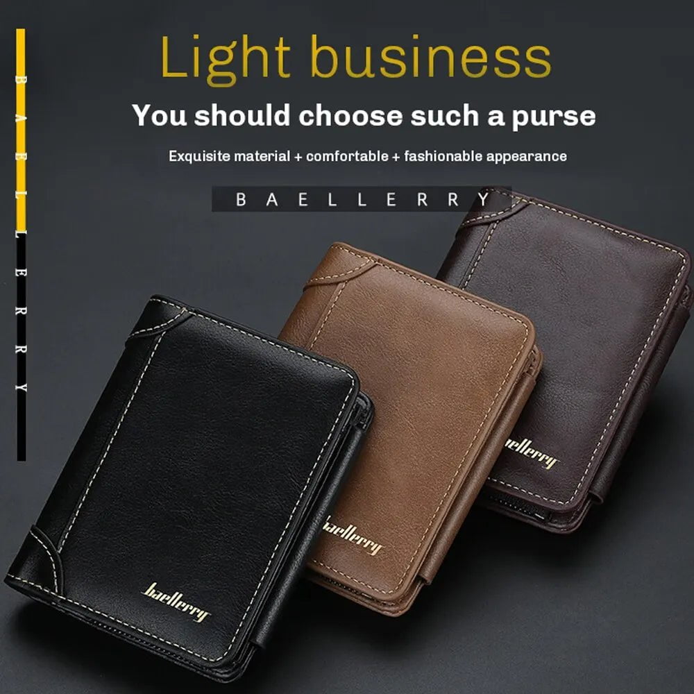Storazone New PU Leather Men Wallets High Quality Zipper Short Desigh Card Holder Male Purse Vintage Coin Holder Men Wallets