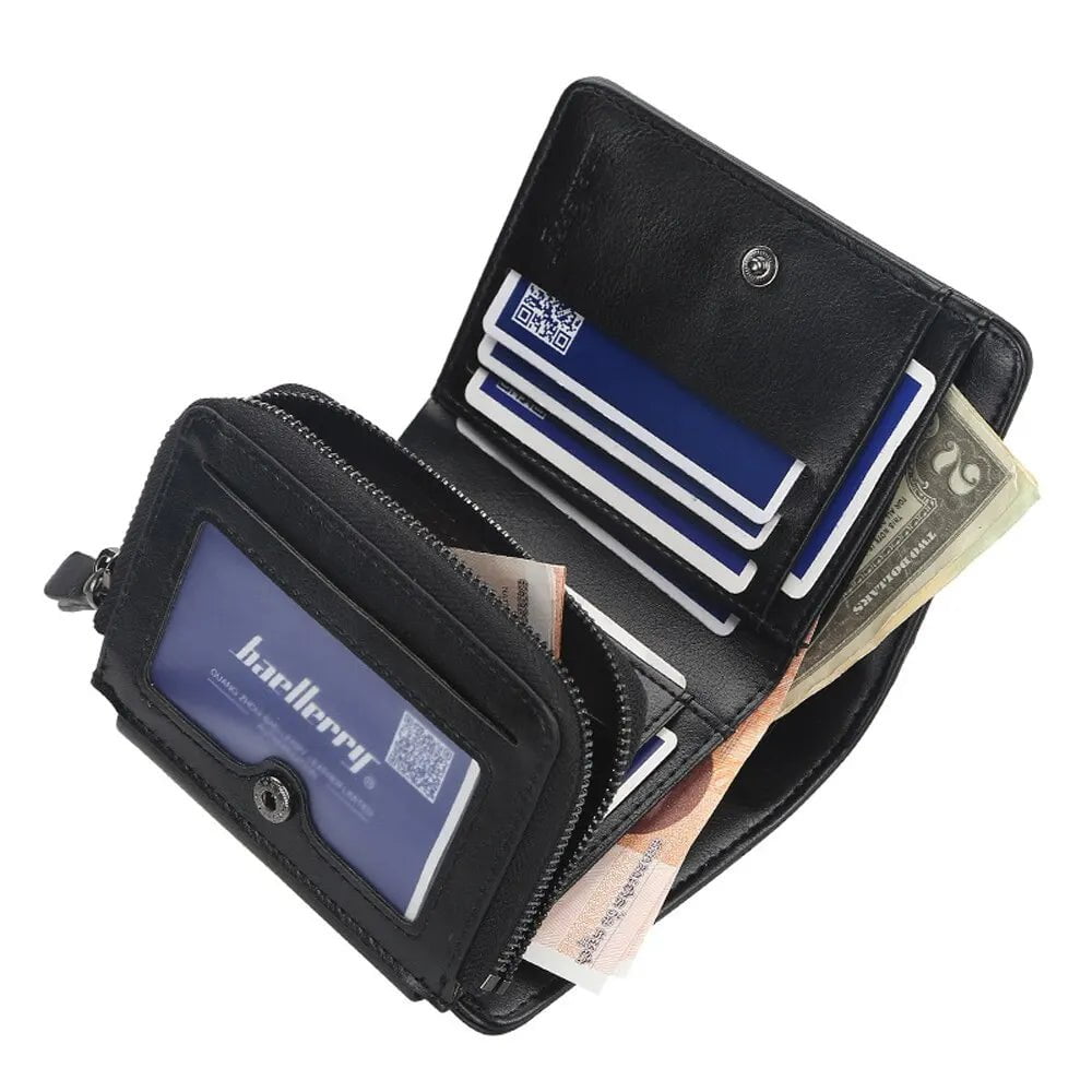 Storazone New PU Leather Men Wallets High Quality Zipper Short Desigh Card Holder Male Purse Vintage Coin Holder Men Wallets