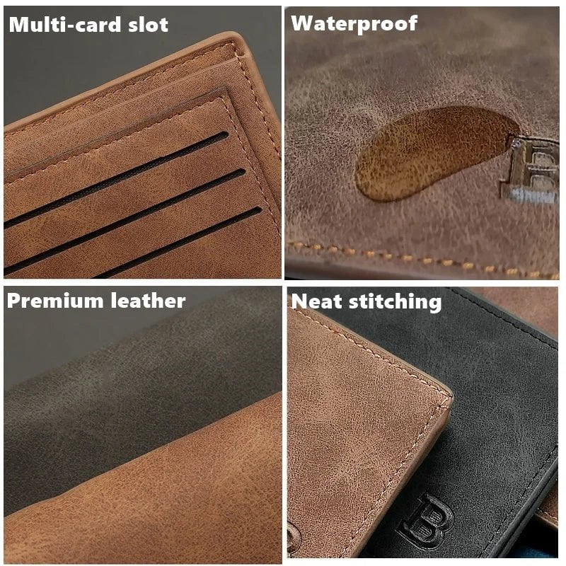 Storazone New Retro Men Leather Wallets Small Money Purses Design Dollar Price Top Men Thin Wallet With Coin Bag Zipper