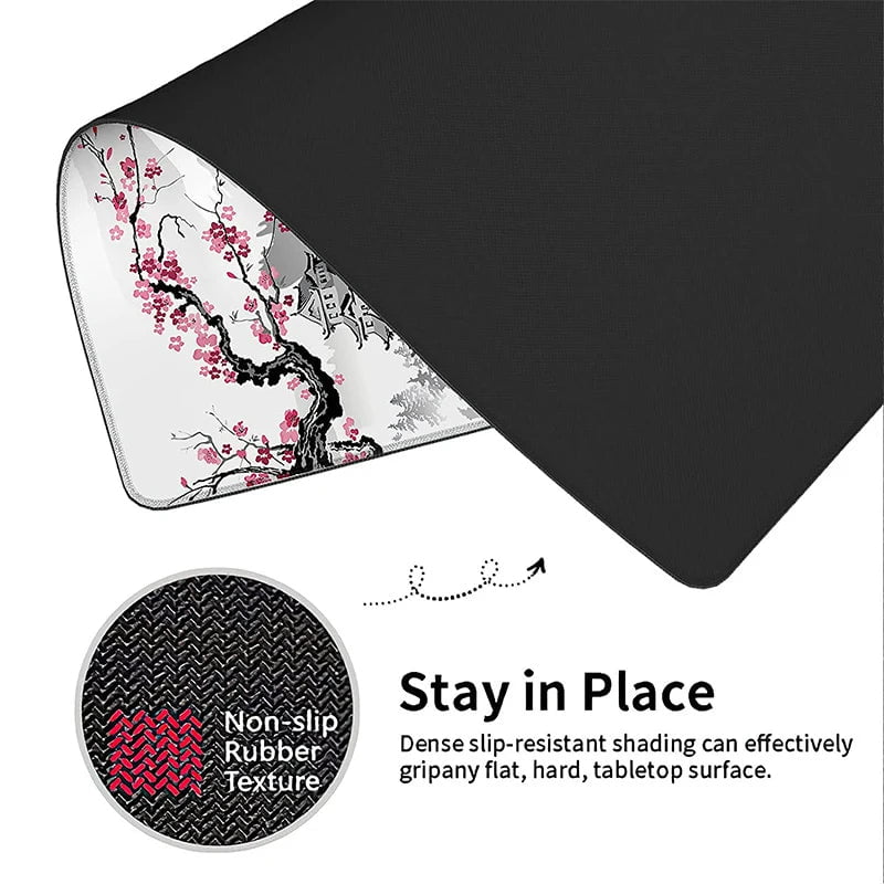 Storazone New Sakura Pattern Large Mouse Pad Gamer Big MousePad for Computer Gaming Locking Edge Keyboard Desk Mice Pad Rubber Table Mat