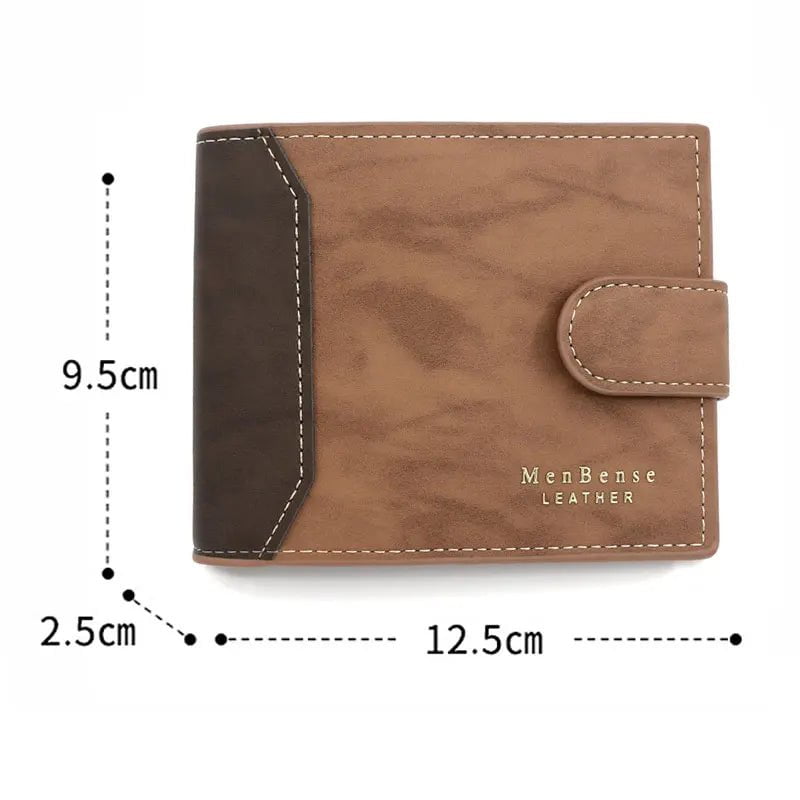 Storazone New Short Men Wallets Slim Card Holder Quality PU Leather Brand Male Wallet Small Photo Holder 3-fold Bag Frosted Men's Purses