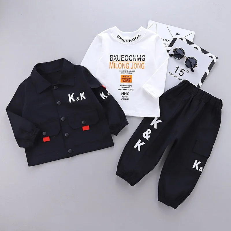 Storazone New Spring Autumn Children Boys Clothes Baby Girls Jacket T-Shirts Pants 3Pcs/sets Infant Toddler Casual Costume Kids Tracksuits