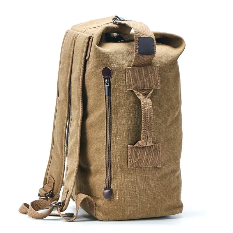 Storazone New style Khaki / Small 26x45x20cm Large Capacity Rucksack Man Travel Bag Mountaineering Backpack Male Luggage Canvas Bucket Shoulder Bags for Boys Men Backpacks