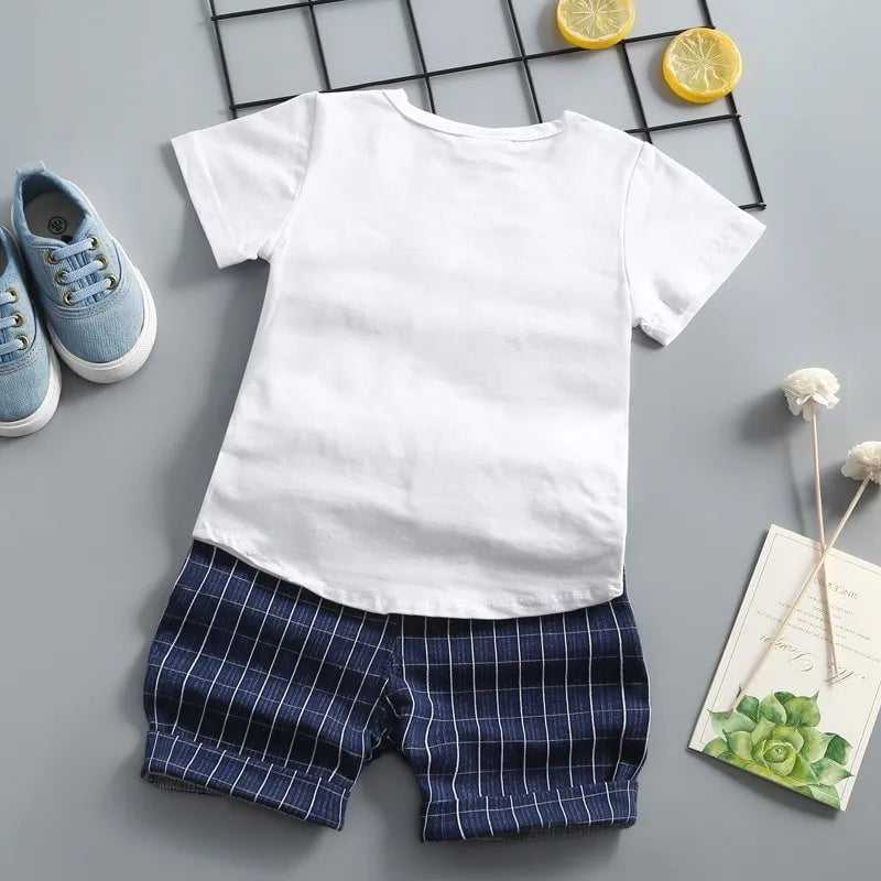 Storazone New Summer Newborn Baby Boys Clothes Children Gentleman Tie T-shirt Shorts 2Pcs/Set Toddler Cotton Girls Clothing Kids Tracksuit