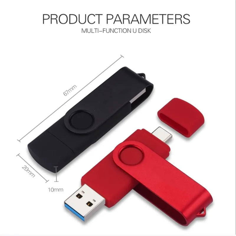 Storazone New Type C 2TB USB Flash Drive OTG 2 IN 1 Pen Drive USB Stick High Speed 3.0 USB C 2TB Flash Disk Pendrive For Phone Laptop PC