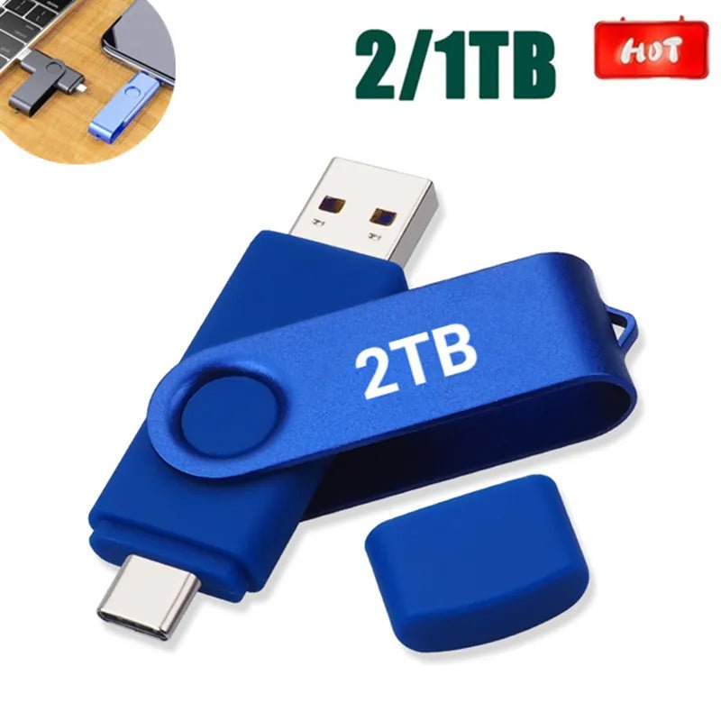 Storazone New Type C 2TB USB Flash Drive OTG 2 IN 1 Pen Drive USB Stick High Speed 3.0 USB C 2TB Flash Disk Pendrive For Phone Laptop PC