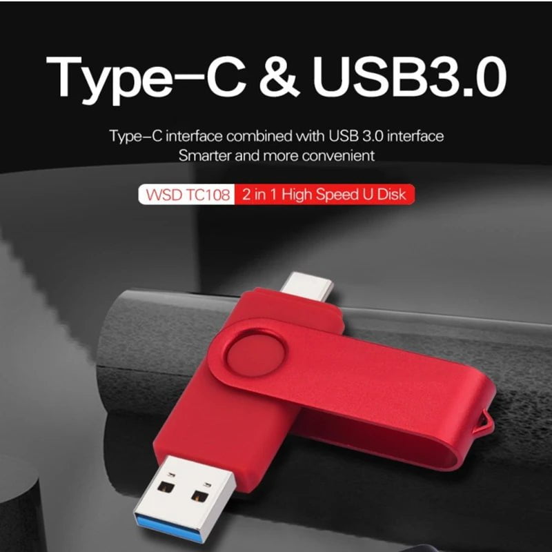 Storazone New Type C 2TB USB Flash Drive OTG 2 IN 1 Pen Drive USB Stick High Speed 3.0 USB C 2TB Flash Disk Pendrive For Phone Laptop PC