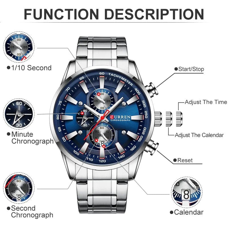 Storazone New Watches for Men Top Luxury Brand CURREN Quartz Men’s Watch Sport Waterproof Wrist Watches Chronograph Date Relogio Masculino