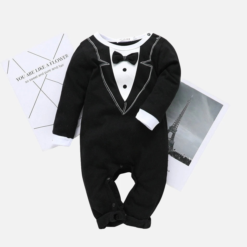 Storazone Newborn Baby Boys Clothes 2020 Summer Fall Boys Long Sleeve Romper Jumpsuits Bow-tie Gentleman Suit Baby Boys Outfits