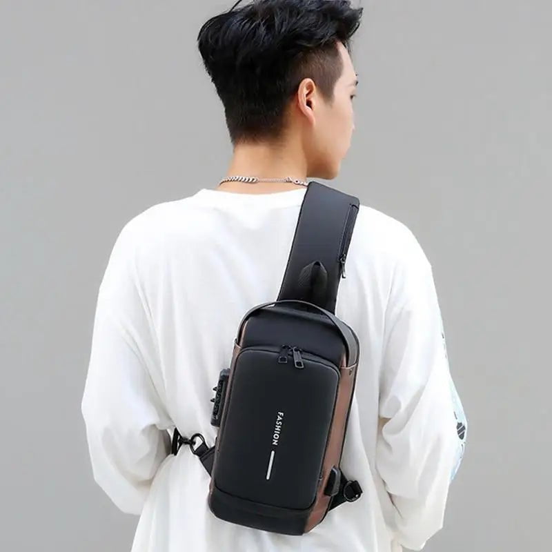 Storazone Newest Men Anti Theft Chest Bag Shoulder USB Charging Crossbody Package School Short Trip Messengers Gym Men's Sling Sports Pack