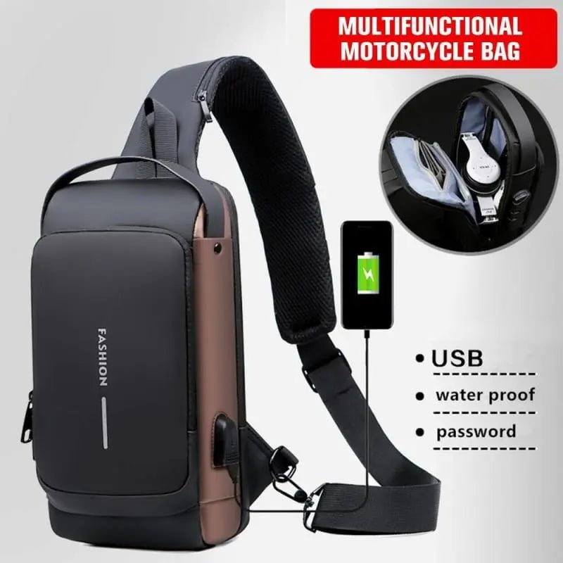 Storazone Newest Men Anti Theft Chest Bag Shoulder USB Charging Crossbody Package School Short Trip Messengers Gym Men's Sling Sports Pack