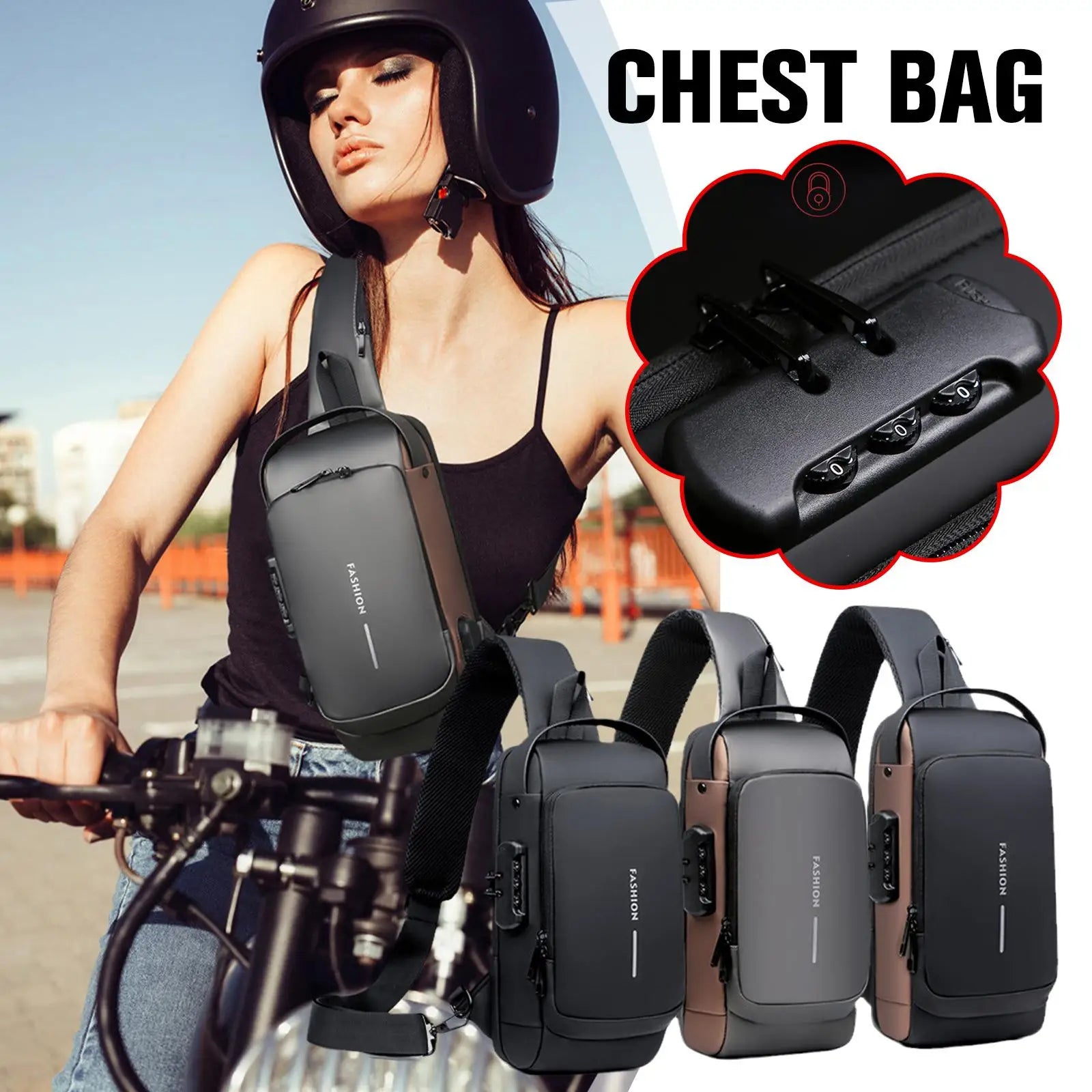 Storazone Newest Men Anti Theft Chest Bag Shoulder USB Charging Crossbody Package School Short Trip Messengers Gym Men's Sling Sports Pack