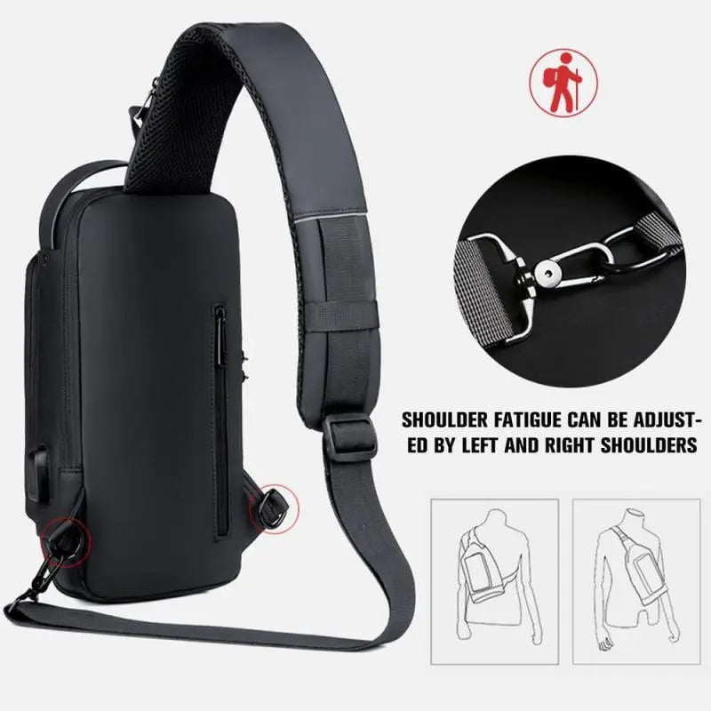 Storazone Newest Men Anti Theft Chest Bag Shoulder USB Charging Crossbody Package School Short Trip Messengers Gym Men's Sling Sports Pack